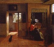 Interior with a Mother Delousing her Child-s Hair Known as A mother-s Duty